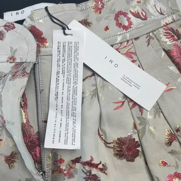 IRO Paris Ceremoni Floral Lamb leather High-rise Shorts size 38 - NWT